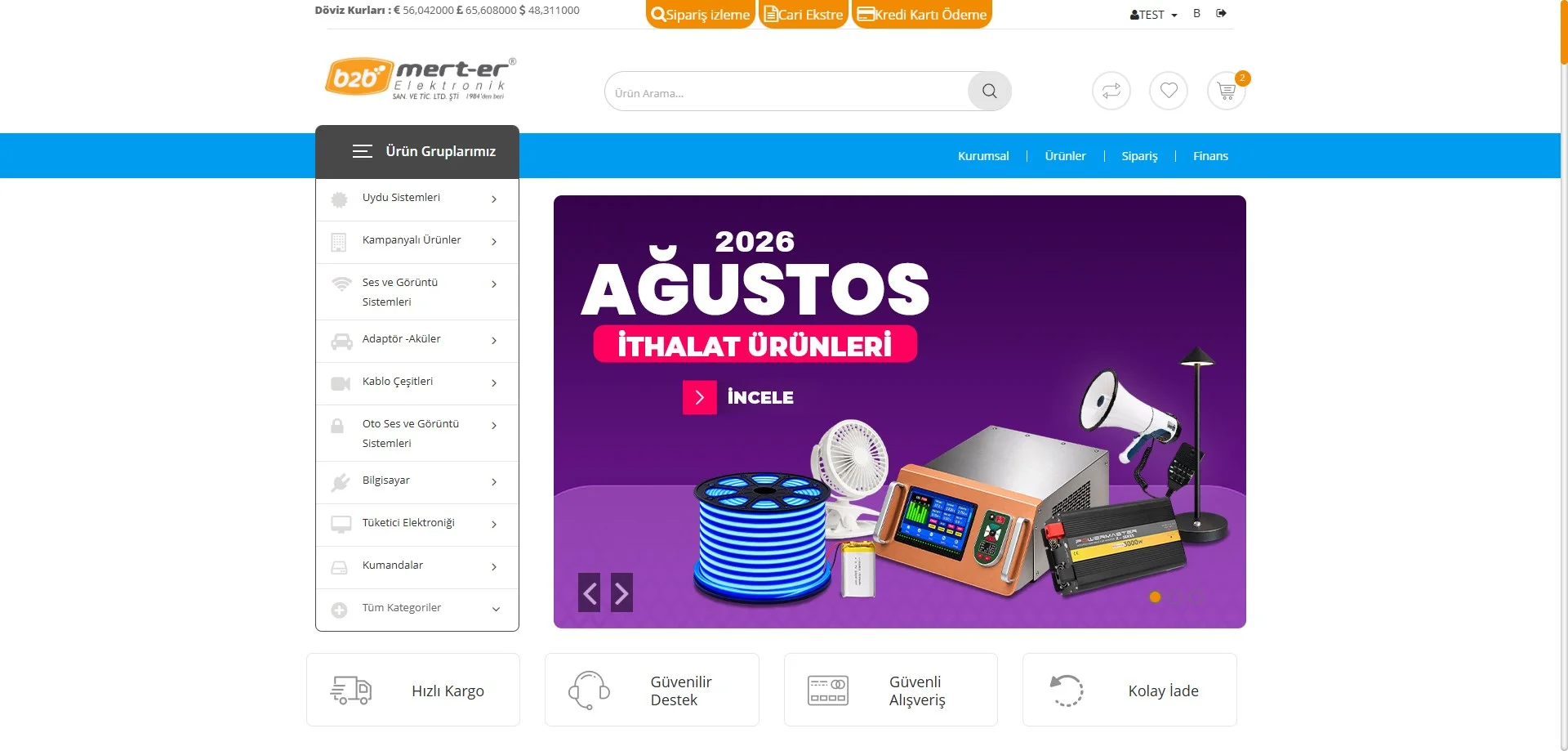 B2B Merter: Elektronik Toptan Bayi Sipariş ve Cari Yönetim Portalı